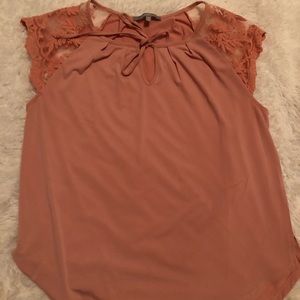 Pink lace sleeve blouse